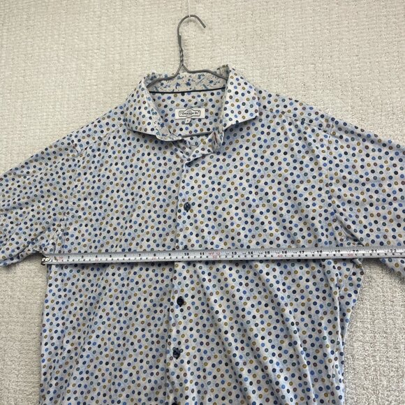 7 Downie St Mens Sz L Short Sleeve Button Up Shirt Multicolor Polka Dots AOP - Picture 7 of 14